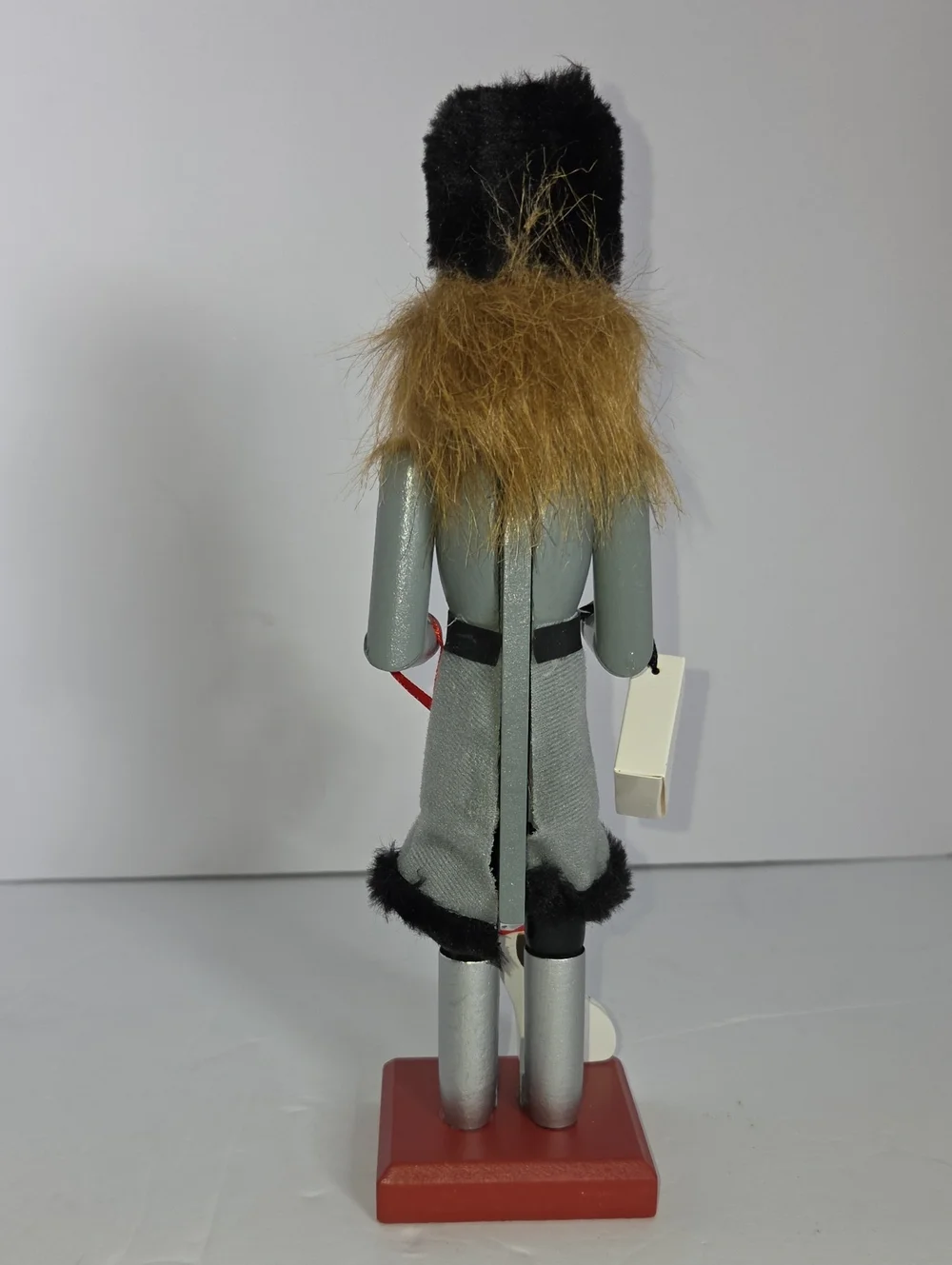 Pier 1 Import Wooden Nutcracker Lady in Gray with Black Fur Trim 10